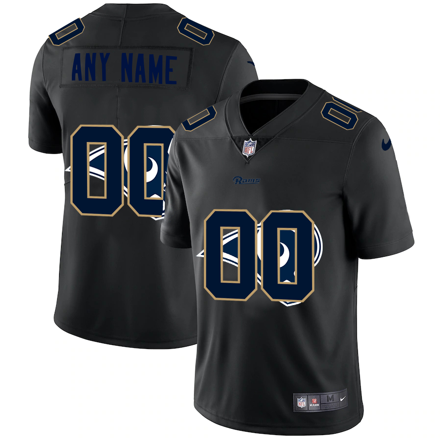 Wholesale Los Angeles Rams Custom Men Nike Team Logo Dual Overlap Limited NFL Jersey Black